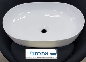 כיור רחצה מונח חרס דק לבן