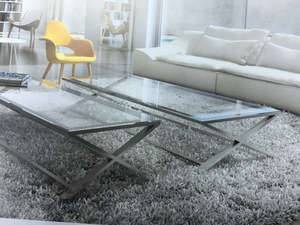 אדר שולחן קפה פלטה זכוכית שחורה שלד נירוסטה מוברשת מיליון כסאות