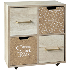 קופסת עץ HOME SWEET HOME ארבע מגירות גימיק מתנות