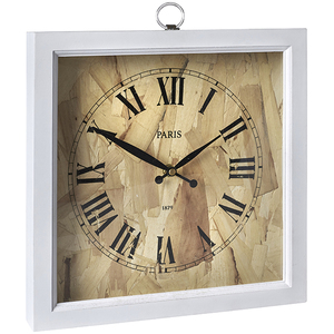 שעון קיר מעץ טבעי במסגרת לבנה גימיק מתנות