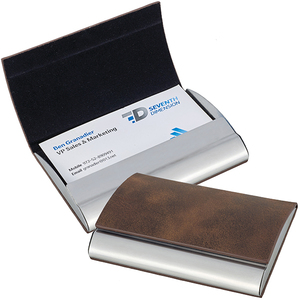 קופסא לכרטיסי ביקור מתכת טיטניום בציפוי דמוי עור חו