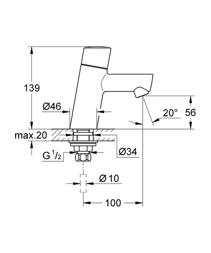 32207001 ברז מים קרים בלבד- CONCETTO