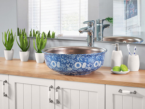 כיור מונח חרס עגול מעוטר