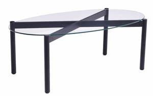 פור שולחן זכוכית שקופה שלד שחור מידות 120X64X43 מיליון כסאות