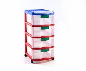 ארגונית מגירות 4 קומות אדום