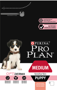 מזון יבש לגורי כלבים מגזע בינוני עם עור רגיש 12 ק"ג (סלמון) \ Pro Plan Derma Medium Puppy