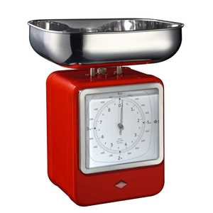 משקל / שעון 322204-02 - אדום wesco retro scale with clock