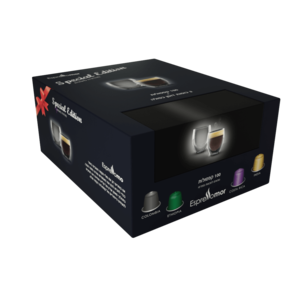 מארז 100 יח' מיקס תואם Nespresso + זוג כוסות דאבל גלאס 