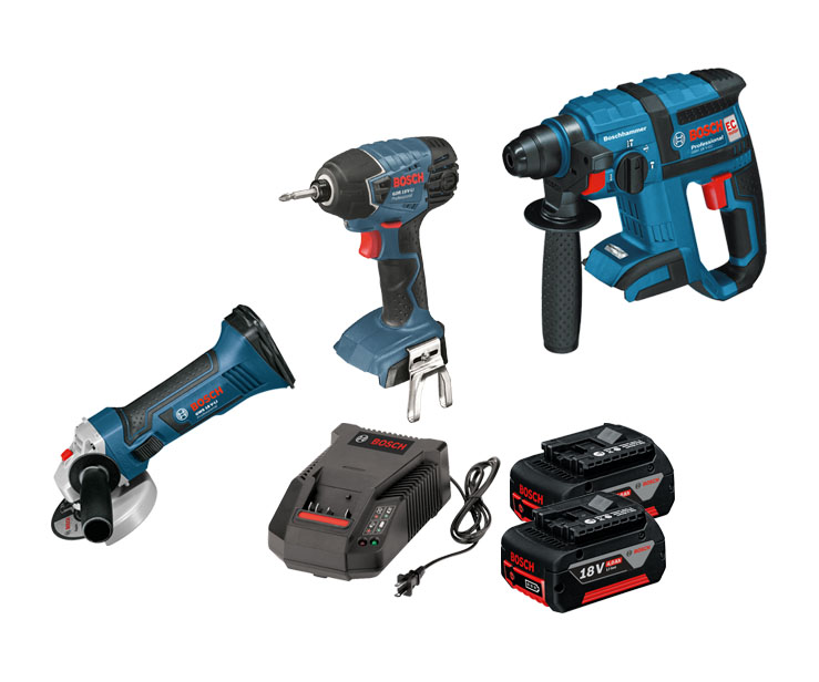סט 3 כלים נטענים 18V ליתיום 2 סוללות 4.0 BOSCH