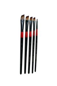 סט 5 מכחולים אלכסון איכותיים (שחור/אדום) * 12 חב'