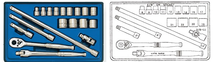 סט בוקסות 19 יחידות מ"מ הינע 3/8  דגם 12719