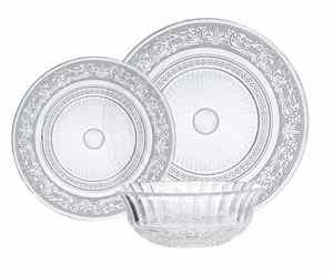 סט צלחות זכוכית 18 חלקים זכוכית אורינטל/שתי וערב/דאימונדס La Kitchenette