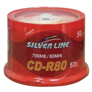 סט של 50 דיסקים CAKE50 CD-R 80 Min 700MB 52x מבית Silver Line
