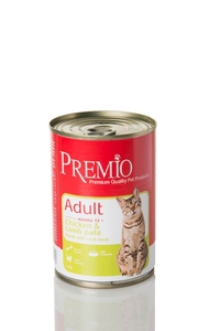 שימורי פרמיו לחתול בוגר עוף וכבש 400 גרם \ Premio Adult Chicken & Lamb Pate
