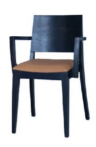 בזל מסעדה דמוי עור PU עץ שחור עם ידיות מיליון כסאות