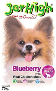 חטיף JerHigh מקלות על בסיס עוף בטעם אוכמניות 70 גרם