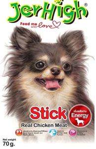 חטיף JerHigh מקלות על בסיס עוף בטעם בשר מעושן 70 גרם