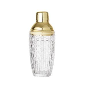 שייקר זכוכית / נירוסטה - שקוף / זהב  