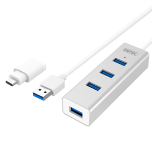  USB3.0 4-Port Aluminium Hub (With USB Type-C Adaptor) Y-3082B