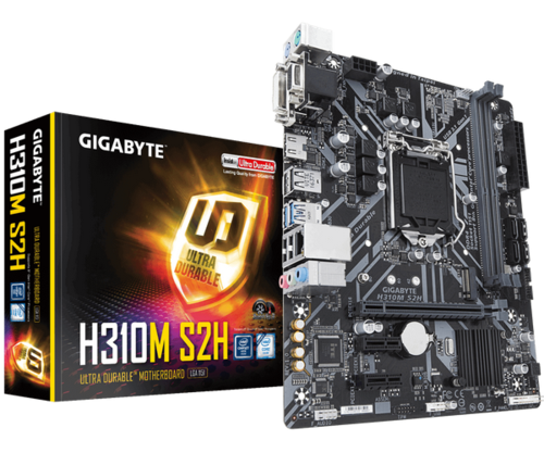 לוח אם אינטל למעבד דור 8 Gigabyte H310M S2H VGA DVI HDMI Micro-AT