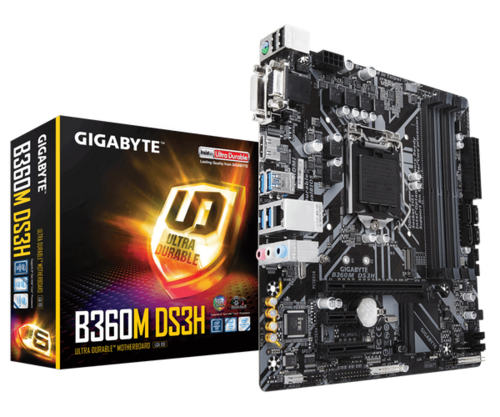 לוח אם אינטל למעבד דור 8 Gigabyte B360 VGA DVI HDMI Micro