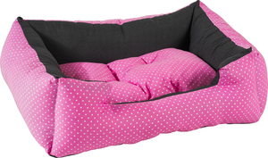 מיטה כותנה לכלב במגוון גדלים-צבע ורוד נקודות- פטסלנד