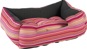 מיטה כותנה לכלב במגוון גדלים-צבע פסים אדום/כתום- פטסלנד