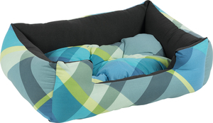 מיטה כותנה לכלב במגוון גדלים-צבע משבצות כחול/ירוק- פטסלנד