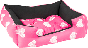 מיטה כותנה לכלב במגוון גדלים-צבע ורוד לבבות- פטסלנד
