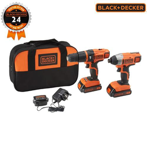 סט מברגת אימפקט + מקדחה רוטטת 18V בתיק נשיאה Black+Decker