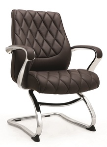 ברוקר כסא אורח יוקרתי גב נמוך בסיס וידיות אלומיניום - ריפוד דמוי עור לבן מיליון כסאות