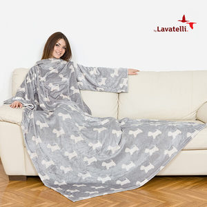 שמיכה עם שרוולים כירבולית מפנקת ומהודרת דגם אפור כלבלבים גימיק מתנות