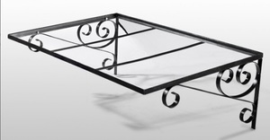 גגון ברזל מעוצב בכל מידה עם קירוי תחליף זכוכית שקוף או חלבי הנראה כמו זכוכית - מיוצר למידה שלכם 