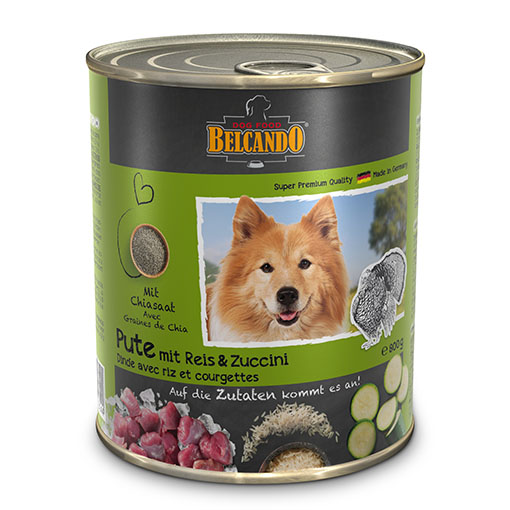 שימורי מזון כלבים בלקנדו – הודו אורז+קישוא 800 גר