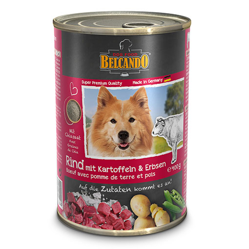 שימורי מזון כלבים בלקנדו – בקר תפוח אדמה + אפונה 400 גר