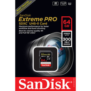 SanDisk 64GB Extreme PRO UHS-II SDXC Memory Card 300 MB/s