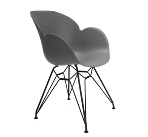 יריב כסא המתנה מעוצב מושב פלסטיק שחור רגל מתכת שחור מיליון כסאות