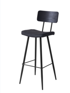 רענן כסא בר, גובה 75 גב עץ שחור ריפוד דמוי עור PU מיליון כסאות