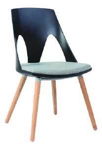 קפיטול כסא מסעדה-בתי קפה קליפה פלסטיק אפור מושב אפור PU רגל עץ צבע אלון טבעי מיליון כסאות