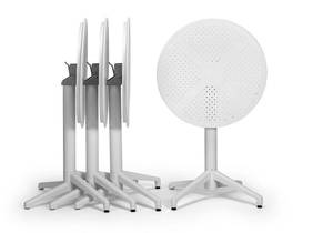 מון שולחן קפה מתקפל - פלסטיק לבן משולב אלומיניום , גובה 76 ס"מ קוטר 60 ס"מ מיליון כסאות