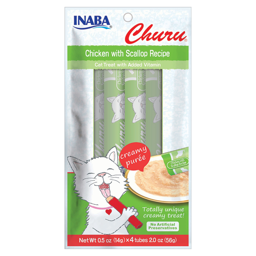 מעדן צ'ורו אינאבה לחתול בטעם צדפות 56 גרם \ Churu Inaba