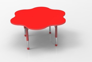 קארין שולחן גן-בית ספר צורת "ענן "- קוטר 120 ס"מ -מתכוונן (גובה 37-62 ס"מ ) -טופ + רגל - צהובים מיליון כסאות