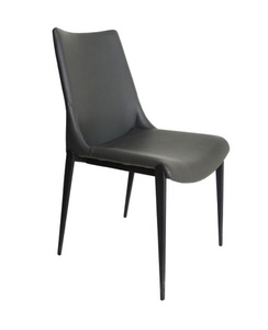 רוממה כסא אירוח -פינת אוכל , רגל מתכת שחורה ריפוד דמוי עור לבן מיליון כסאות