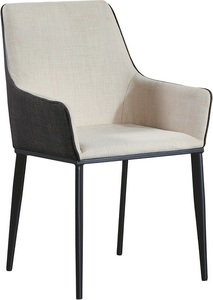 הוד כסא אירוח -פינת אוכל מעוצב - רגל מתכת שחורה מושב בד אפור משולב גב ריפוד שחור מיליון כסאות