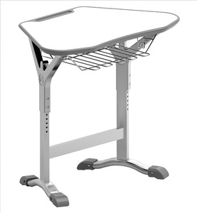 טל שולחן תלמיד מעוצב- - מתכוונן אלומ' - כולל סלסלה- טופ לבן 52*76 ס"מ -רגל אפורה -גובה 66-76 מיליון כסאות