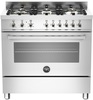 תנור bertazzoni דגם:  PRO90 6 HYB S XT   משולב היברידי תא אפיה גז / חשמל 90 ס''מ, 6 להבות גז