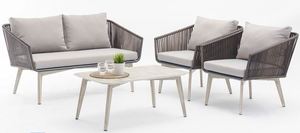 מיקה סט מערכת ריהוט גן ומרפסת - 1+1+2+שולחן - שלד אלומיניום ספות 1+2 שלד + רטאן + ריפוד - שחורים מיליון כסאות