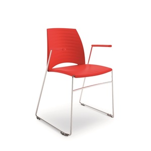 ברנדה כסא אירוח איטלקי+ ידיות ,שלד מגלש -ניקל - מושב פלסטיק שחור מיליון כסאות