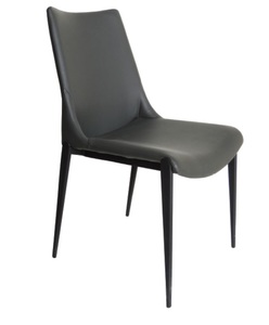 רוממה כסא אירוח -פינת אוכל , רגל מתכת שחורה ריפוד דמוי עור לבן מיליון כסאות