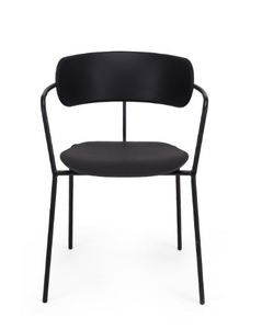 מנטיס כסא אירוח מעוצב , שלד מתכת שחור מושב פלסטיק לבן מיליון כסאות